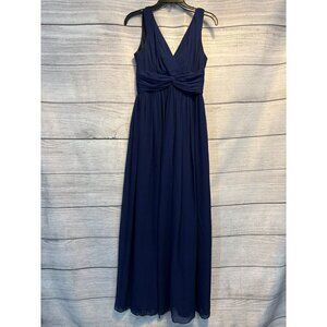 Donna Morgan Collection Navy Chiffon Sleeveless V-Neck Gown Dress Size 0